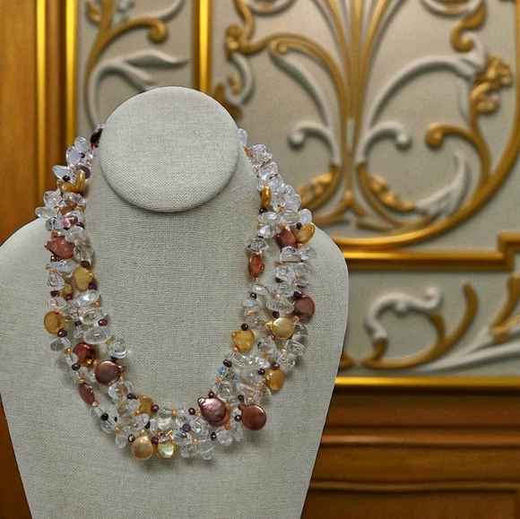 3 Standar Quartz Genuine Peral Necklace / Sterling Clasp Free Pearl Earrings - Picture 3 of 17